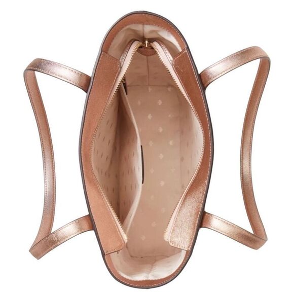 Kate Spade Tinsel Tote‎ Bag in Metallic Saffiano Rose Gold - Picture 2 of 12